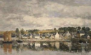 Village by a River by Eugene Boudin