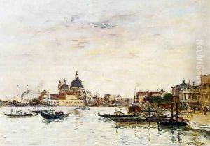 Venice, the Mole at the Entrance of the Grand Canal and the Salute by Eugene Boudin