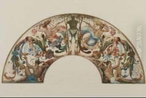 Cartoon For A Mural Design (frieze Of Classical Figures) by Ernst Friedrich von Liphardt