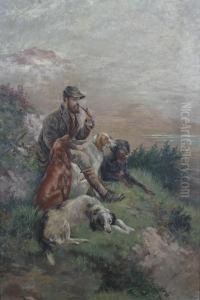 Hunter With Dogs by Frederick Von Luerzer