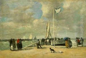 On The Jetty by Eugene Boudin
