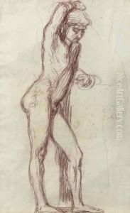 Study Of A Male Figure, In Half Profile by Hans von Marees