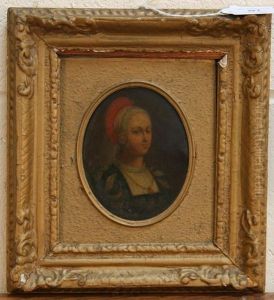 Length Portrait Of A Lady Wearing Traditional Costume by Hans von Marees