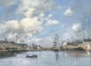 Fecamp Le bassin by Eugene Boudin
