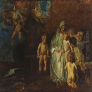 The Virgin Mary And Jesus Surrounded By Putti by Carl von Marr