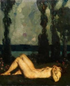Liegender Akt Am See by Carl von Marr
