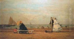 Beach at Trouville 3 by Eugene Boudin