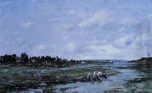 Le Faou: Laundresses on the Banks of the River by Eugene Boudin