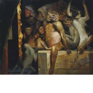 Monkeys As Judges Of Art by Gabriel Cornelius Von Max