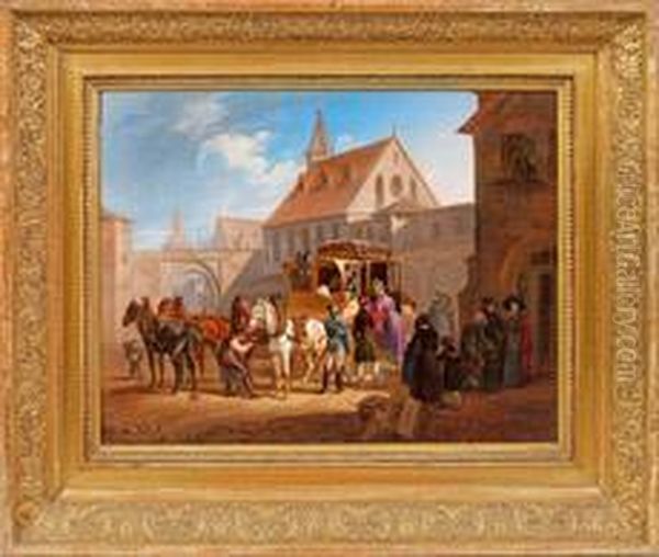 Postkutschenhalt Ineiner Alten Bayerischen Stadt Zurbiedermeier-zeit - view 1