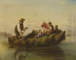 Uberfahrt Auf Dem Heuboot. by Max von Menz