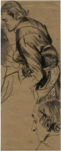 Studienblatt Mit Jungen Grenadier by Adolph von Menzel