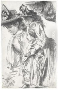 Studies Of A Standing Woman by Adolph von Menzel