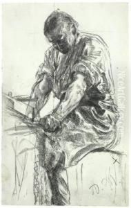 Mann Am Schleifstein by Adolph von Menzel