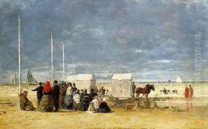 On the Beach 1867 by Eugene Boudin