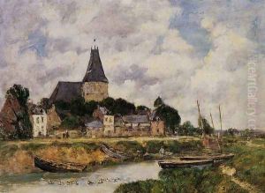 Quillebeuf, View of the Church from the Canal Quillebeuf, View of the Church from the Canal