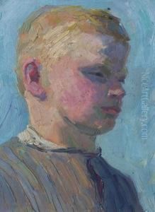 Bildnis Eines Blonden Jungen by Constantin Von Mitschke Collande
