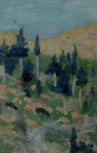 Landschaftsstudie by Constantin Von Mitschke Collande