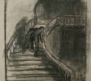 Treppe Steigender Mann (buhnenentwurf ?) by Constantin Von Mitschke Collande