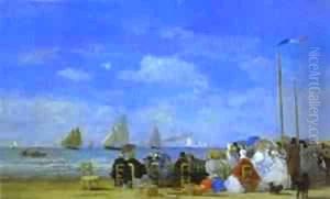 Beach Scene Trouville 1863 by Eugene Boudin