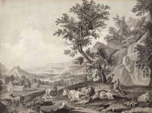 Heroische Landschaft Mit Hirten Und Herde by Martin von Molitor