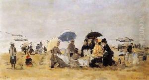 Trouville Beach Scene 1880 by Eugene Boudin
