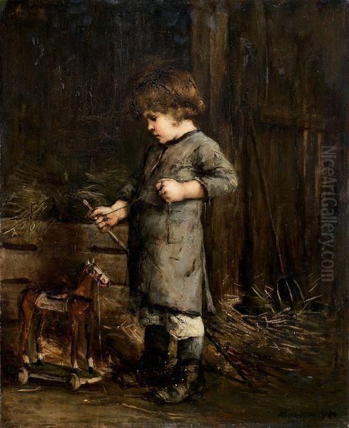 Petit Garcon Et Son Cheval De Bois - view 1