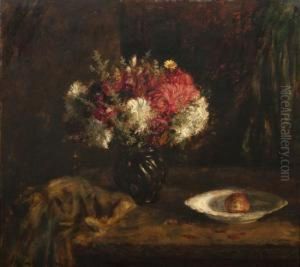 Still Life With Red And White Flowers