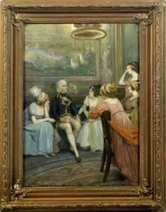 Unterhaltung In Einem Salon Zur Zeit Napoleon Bonapartes