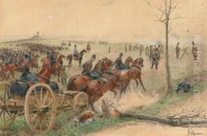 Archduke Albrecht At The Battle Of Navarre1866 by Felician Von Myrbach-Reinfeld