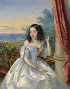 Portrait Of A Lady-in-waiting To Alexandra Fedorovna by Timoleon Carl Nehf Von Neff