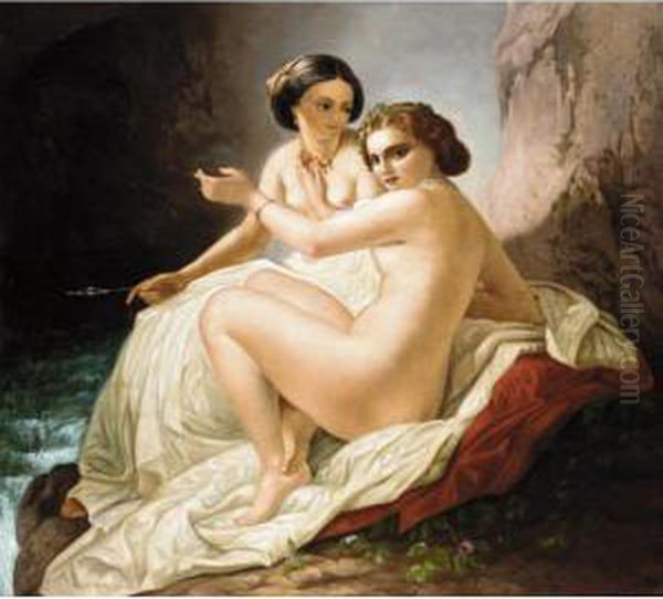 Two Young Women In A Grotto - view 1