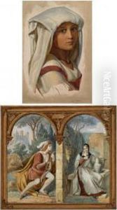 An Italian Peasant Girl In Traditional Dress by Theobald Reinhold von Oer