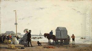 On the Beach at Trouville 1863 by Eugene Boudin