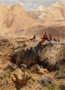 Hirten Bei Der Rast by Rudolf Otto Von Ottenfeld