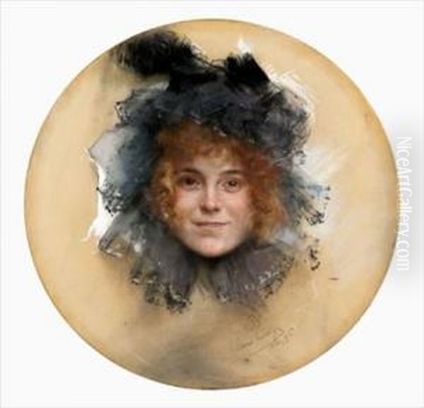 Portrait Of A Ginger Haired Young Lady In Hat - view 1