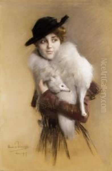Lady In A Hat With Fur Collar - view 1