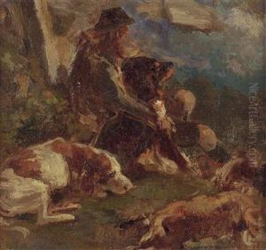 Jager Mit Jagdhunden by Franz Xavier Von Pausinger