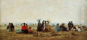 The Beach at Trouville 1871 by Eugene Boudin