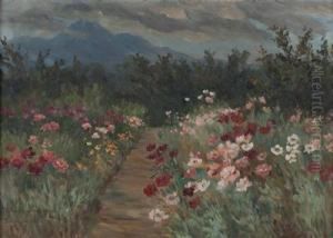 "bluhendergarten, Im Hintergrund Der Untersberg Bei Salzburg"pausinger by Helene Paula Von Pausinger