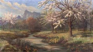 "salzburg -fruhlingslandschaft Mit Bach Und Untersberg"