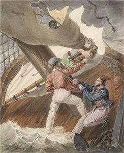 Ein Schiff Im Sturm by Anton, Ritter Von Perger