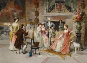 Theportrait Painter Surrounded By Courtiers
