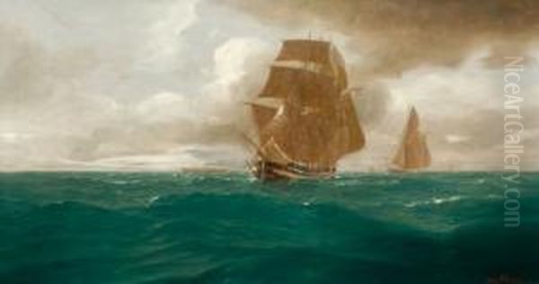 Two Sailing Boats At Sea - view 1