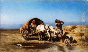 Zigeunerwagen An Der Wassertranke
