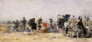 Beach Scene 1875 by Eugene Boudin