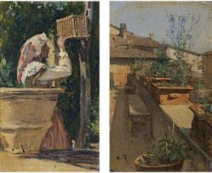 Ein Madchen Beim Vogelkafig (the Birdcage); Ein Dachgarten (a Roofgarden): A Pair