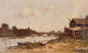 Bridge over the Touques at Deauville 1895 by Eugene Boudin
