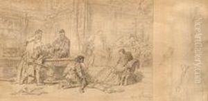 Historienszene Aus Derrenaissance by Carl Theodor Von Piloty