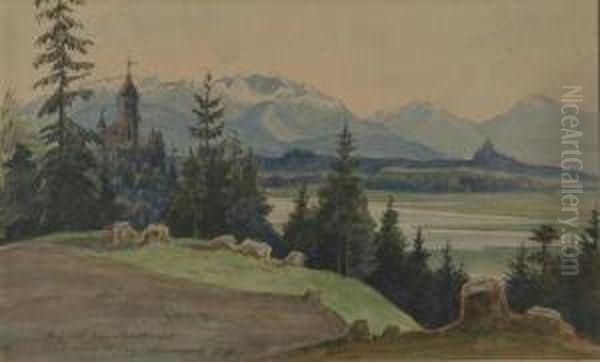 "gegend Bei Seeshaupt Mit Einer Burg Vermehrt". - view 1
